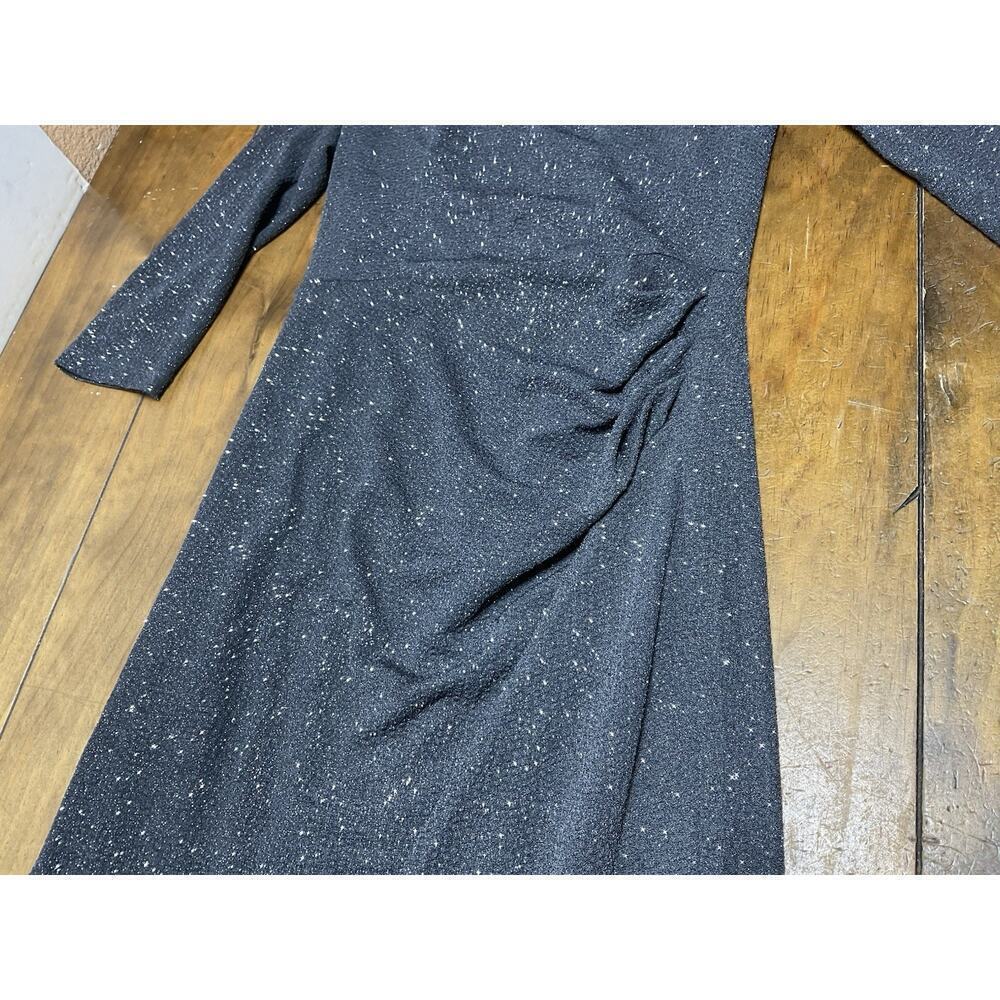 Oleg Cassini One-Shoulder Glitter Knit Sheath Dress Size 2 Graphite - Picture 4 of 14